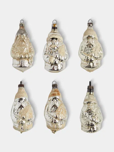 Antique And Vintage Early-20th-century Father Christmas Glass Baubles (set Of 6) In Multi