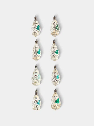 Antique And Vintage Early-20th-century Father Christmas Glass Baubles (set Of 8) In Multi