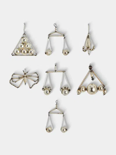Antique And Vintage Early-20th-century Gablonzer Glass Tree Decorations (set Of 7) In Multi