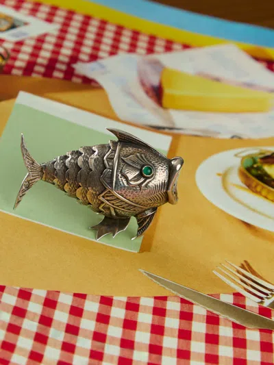 Antique And Vintage Early-20th Century Solid Silver Fish Salt Shaker  Abask Luxury Gift In Metallic