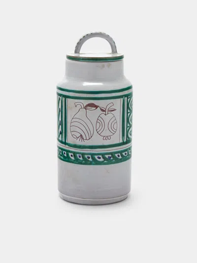 Antique And Vintage Mid-20th-century Michel Barbier Apples And Pears Ceramic Jar In White