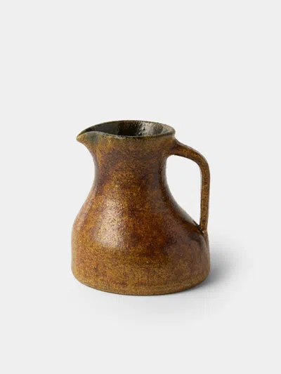 Antique And Vintage Mid-century Accolay Ceramic Jug In Brown