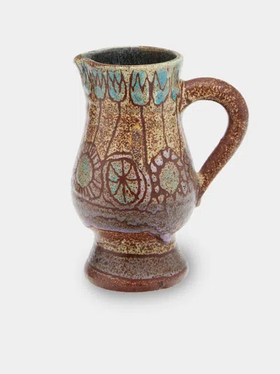Antique And Vintage Mid-century Accolay Ceramic Pitcher In Multi