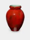 Antique And Vintage Mid-century Accolay Ceramic Vase In Red