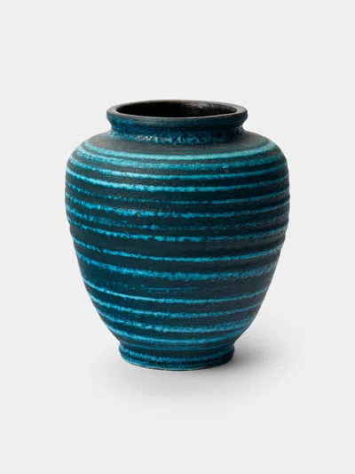 Antique And Vintage Mid-century Accolay Ceramic Vase (7in/18cm) In Green