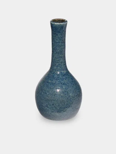 Antique And Vintage Mid-century Accolay Ceramic Vase (7in/18cm) In Blue