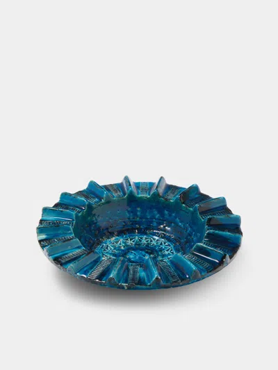 Antique And Vintage Mid-century Bitossi Rimini Blu Ceramic Ashtray In Blue
