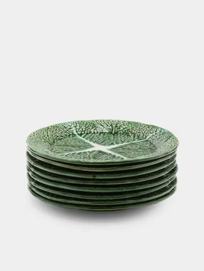 Antique And Vintage Mid-century Cabbage Majolica Ceramic Dinner Plates - 10.5in/27cm (set Of 8) In Green