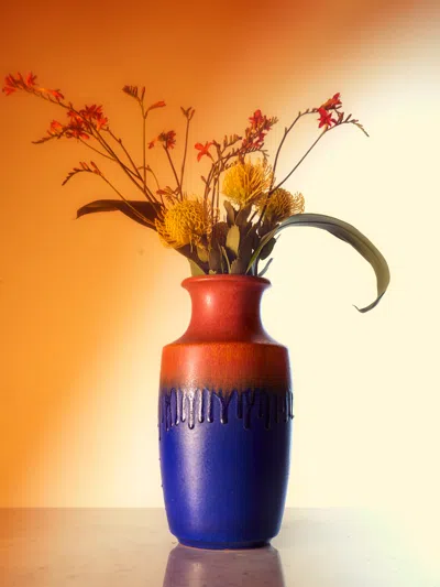 Antique And Vintage Mid-century Ceramic Vase (16in/41cm) In Multi
