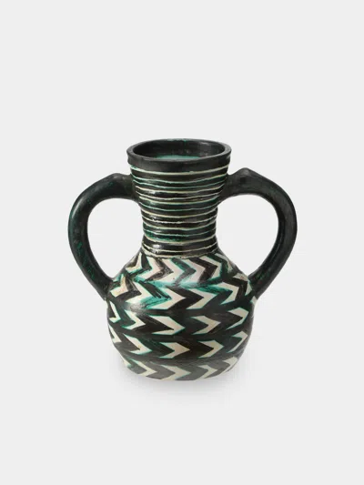 Antique And Vintage Mid-century Charles Voltz Ceramic Vase (11.5in/29cm) In Multi