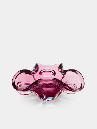 Antique And Vintage Mid-century Crystal Ashtray In Pink