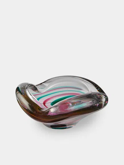 Antique And Vintage Mid-century Czech Glass Ashtray  Abask Luxury Gift In  Purple And Blue