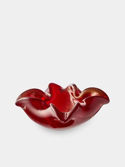 Antique And Vintage Mid-century Czech Glass Ashtray  Abask Luxury Gift In  Red