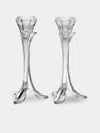 Antique And Vintage Mid-century Daum Crystal Candlesticks (set Of 2) In Transparent