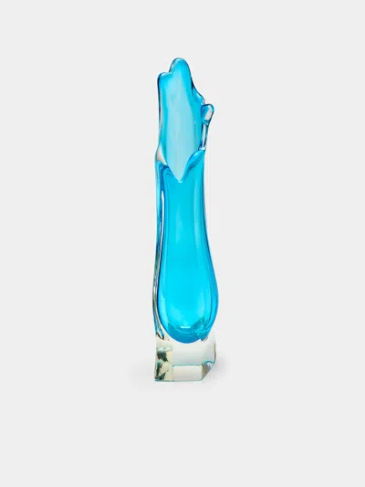Antique And Vintage Mid-century Daum Crystal Vase  Abask Luxury Gift In Blue