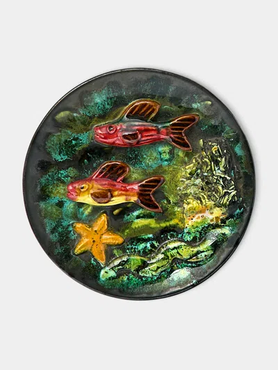 Antique And Vintage Mid-century Fish Ceramic Plate (7.5in/19cm)