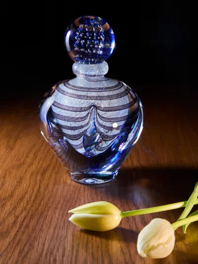 Antique And Vintage Mid-century Glass Perfume Bottle  Abask Luxury Gift In Blue