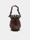 Antique And Vintage Mid-century Japanese Bamboo Ikebana Basket In Multi