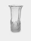 Antique And Vintage Mid-century Lalique Leaves Crystal Vase (7in/17.5cm) In Transparent