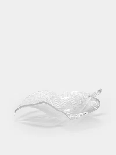 Antique And Vintage Mid-century Licio Zanetti Leaf Murano Glass Bowl In White