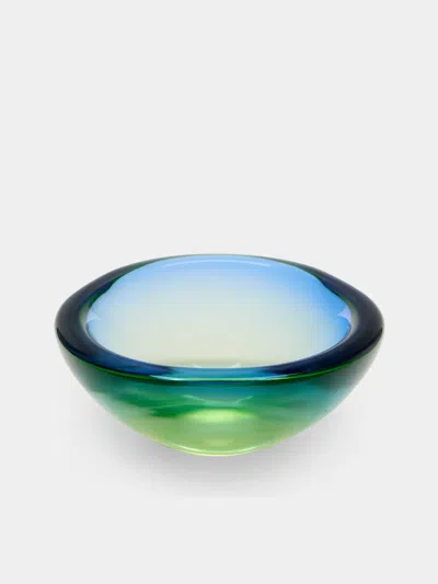 Antique And Vintage Mid-century Murano Glass Ashtray In Blue