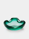 Antique And Vintage Mid-century Murano Glass Ashtray In Green