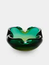 Antique And Vintage Mid-century Murano Glass Ashtray In Green