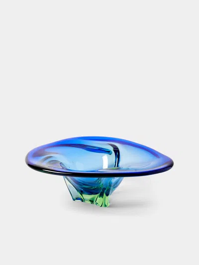 Antique And Vintage Mid-century Murano Glass Bowl In Blue