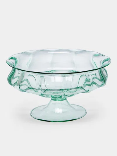 Antique And Vintage Mid-century Murano Glass Bowl  Abask Luxury Gift In Blue