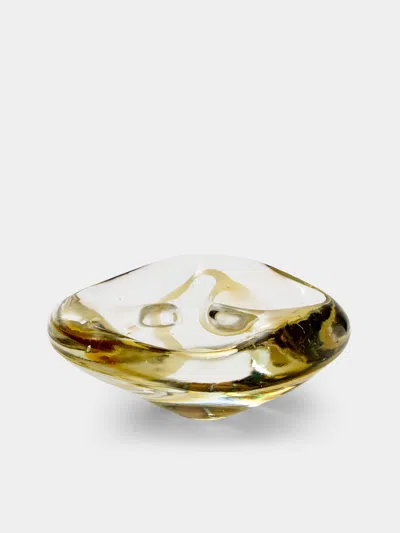 Antique And Vintage Mid-century Murano Glass Triple Ashtray In Gold