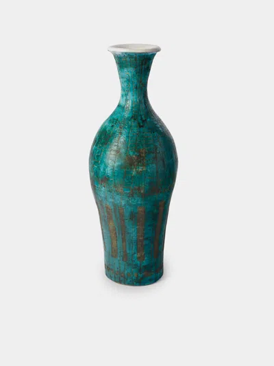 Antique And Vintage Mid-century Ceramic Vase In Green