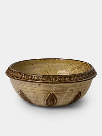 Antique And Vintage Mid-century Geode Leaf Ceramic Bowl