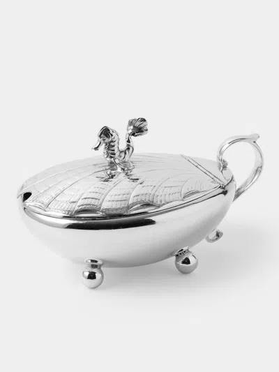 Antique And Vintage Mid-century Krupp Silver-plated Sturgeon Lidded Dish