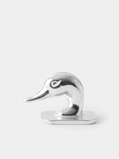 Antique And Vintage Mid-century Silver-plated Duck Place Card Holders (set Of 6)