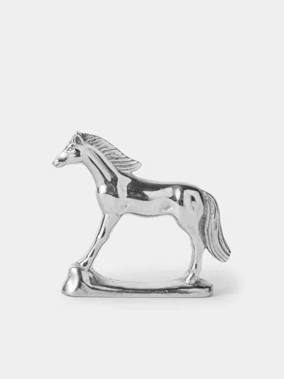 Antique And Vintage Mid-century Silver-plated Horse Knife Rests (set Of 12) In Transparent