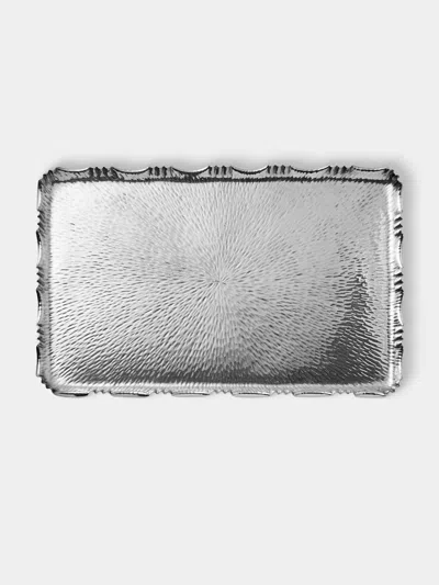 Antique And Vintage Mid-century Silver-plated Scalloped Tray (18in/46cm)