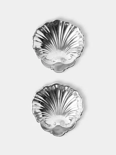 Antique And Vintage Mid-century Silver-plated Shell Dishes (set Of 2)