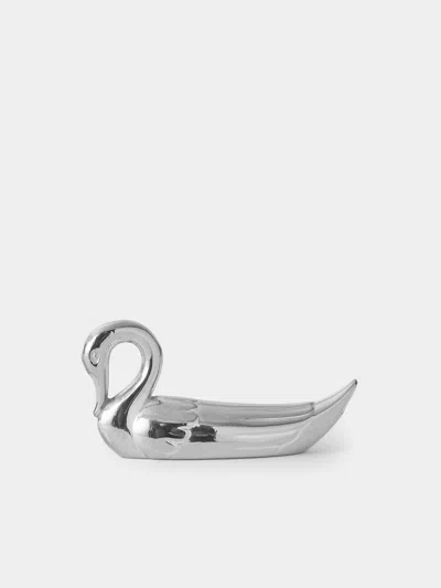Antique And Vintage Mid-century Silver-plated Swan Knife Rests (set Of 8)