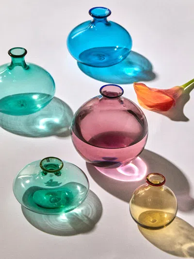 Antique And Vintage Set Of 5 1965 Venini Monofiore Mixed Glass Vases