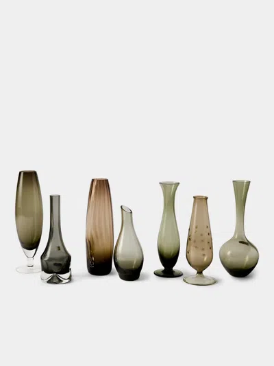 Antique And Vintage Set Of 8 Mid-century Glass Bud Vases
