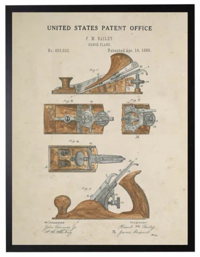 Antique Curiosities Bench Plane Patent In Transparent