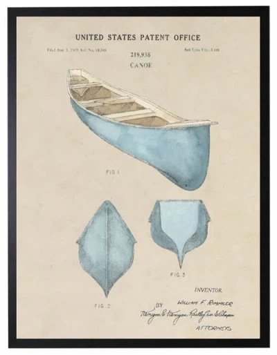 Antique Curiosities Canoe Patent 2 In Transparent