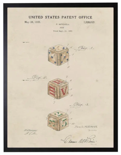 Antique Curiosities Dice Patent In Transparent