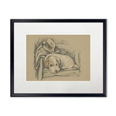 Antique Curiosities Dog With Hat Sketch Print In Multi