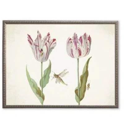 Antique Curiosities Dragonfly And Pink Flowers In Multi