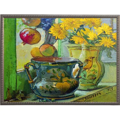 Antique Curiosities Flowers And Painted Vases In Multi