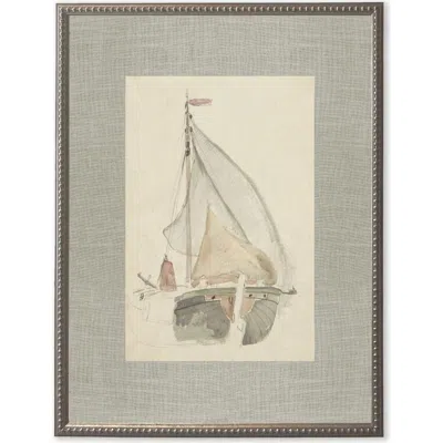 Antique Curiosities Sailboat Painting Matted In Multi