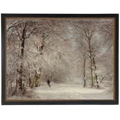 Antique Curiosities Vintage Oil Painting Of Person Walking In Gray