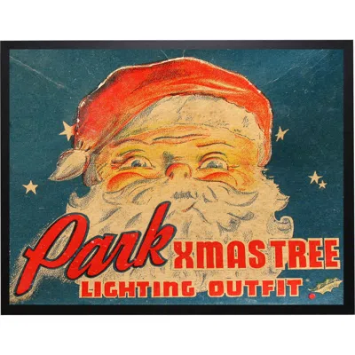 Antique Curiosities Vintage Santa Lighting Outfit Christmas Poster In Blue