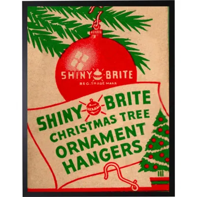 Antique Curiosities Vintage Shiny Brite Christmas Poster In Red